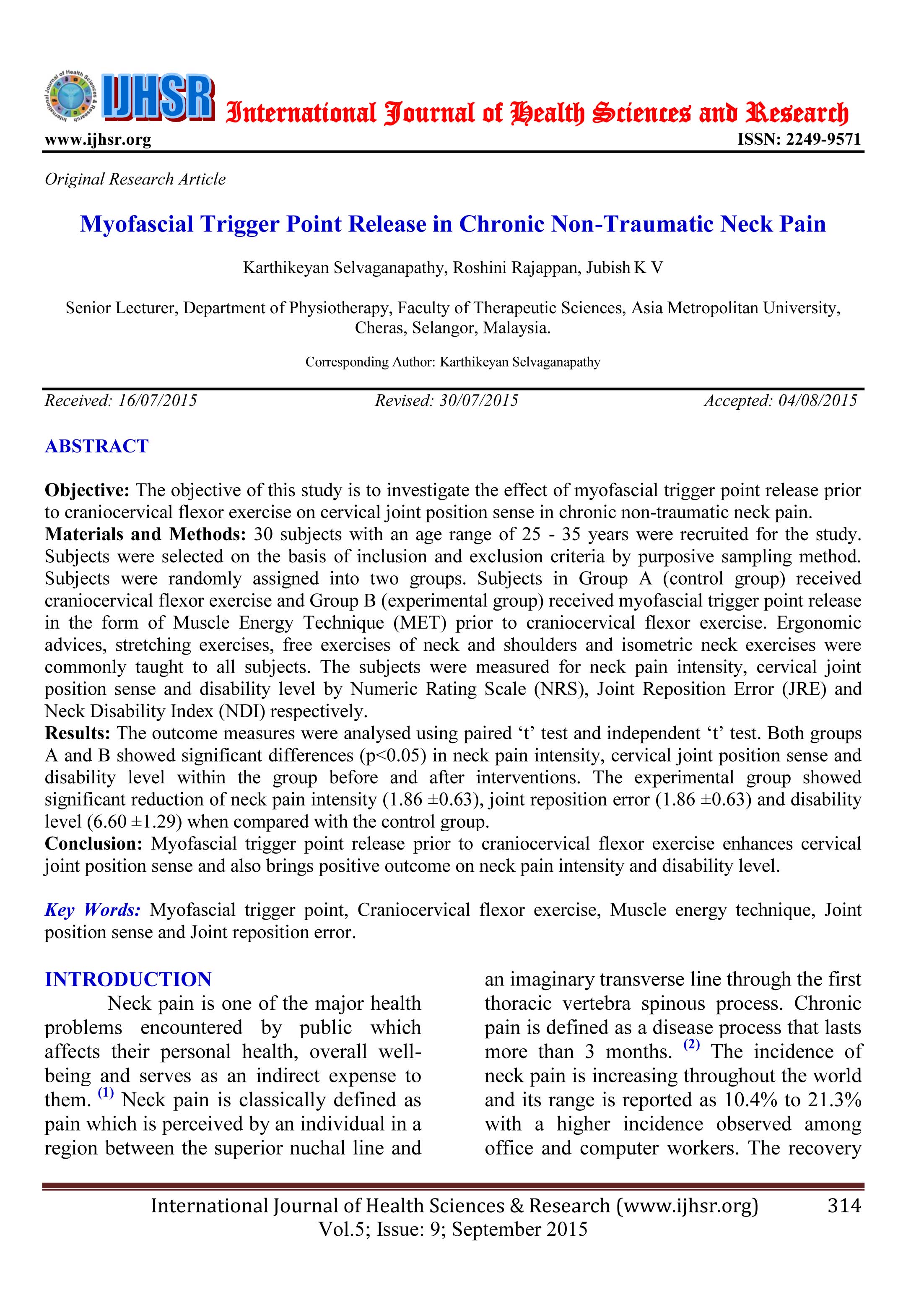 Myofascial Trigger point Release